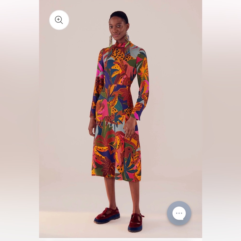 NWT Farm Rio Leopards Jungle High Neck Midi Dress size Xs - Picture 2 of 6